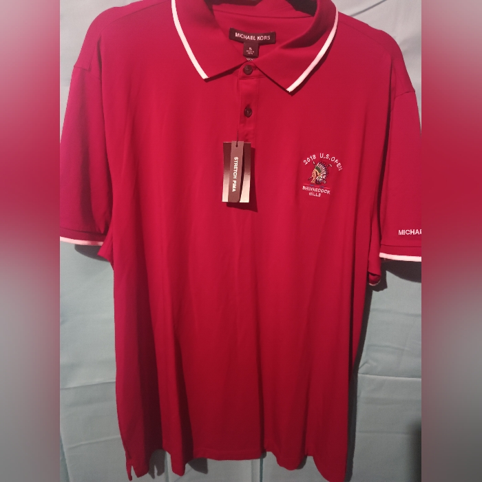 (Rare!) Men's Michael Kors Ruby Red 2018 U.S. Open Shinnecock Hills Polo Shirt